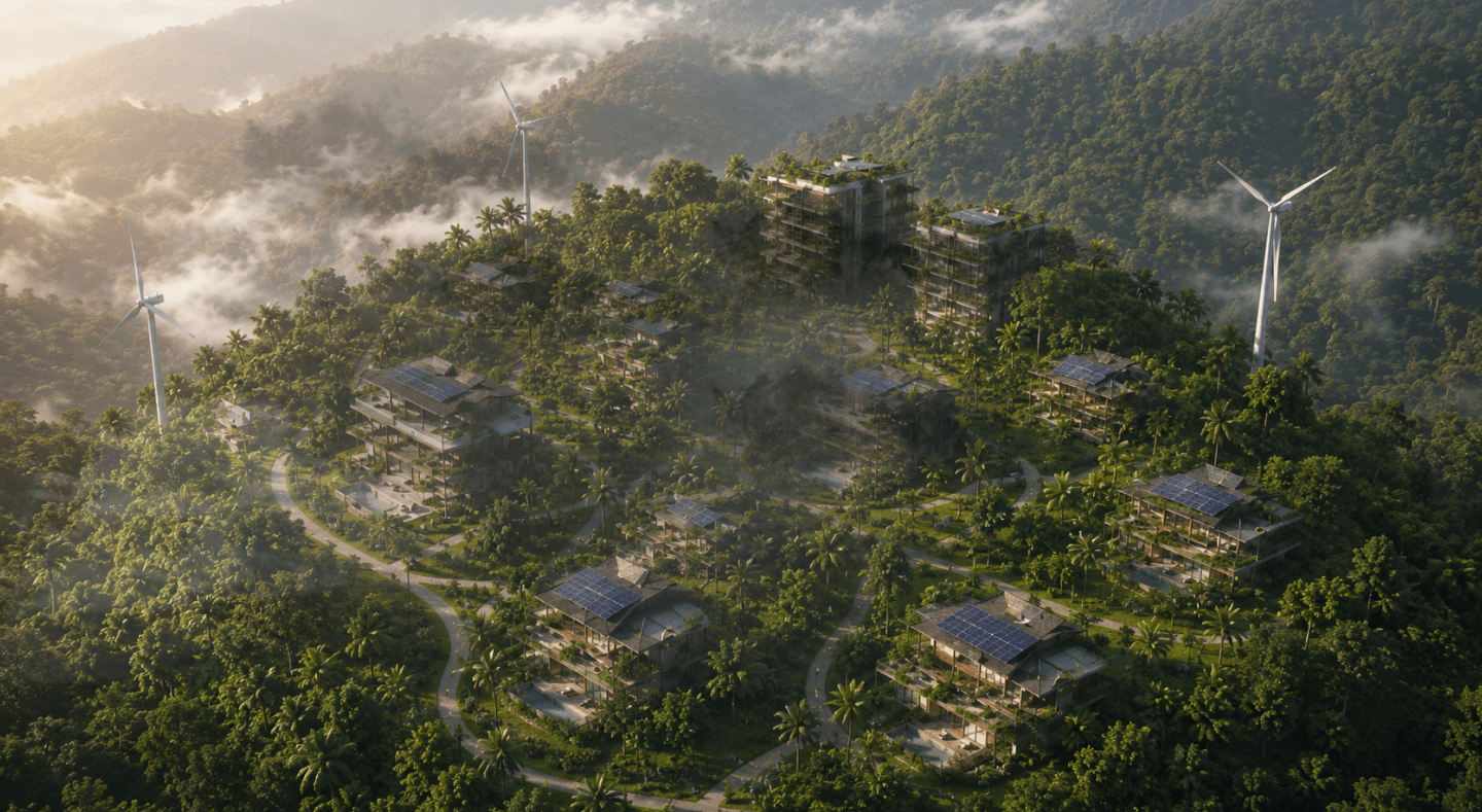 Sustainable community aerial view
